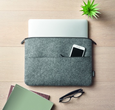 Logo trade promotional gift photo of: RPET felt zipped laptop bag