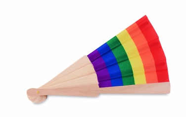 Logo trade promotional products image of: Rainbow wooden hand fan