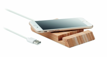 Logotrade promotional giveaway image of: Bamboo wireless charger  10W ODOS