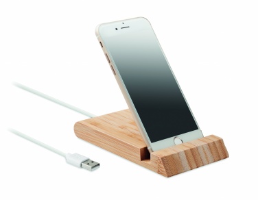 Logo trade promotional gifts image of: Bamboo wireless charger  10W ODOS