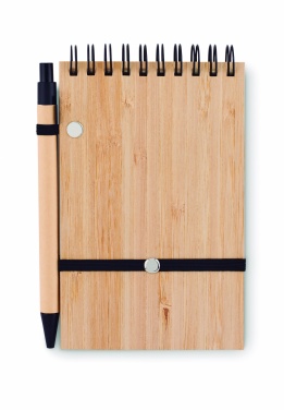 Logo trade promotional product photo of: A6 bamboo notepad with pen SONORABAM