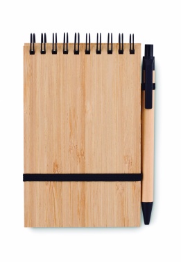 Logo trade promotional giveaway photo of: A6 bamboo notepad with pen SONORABAM