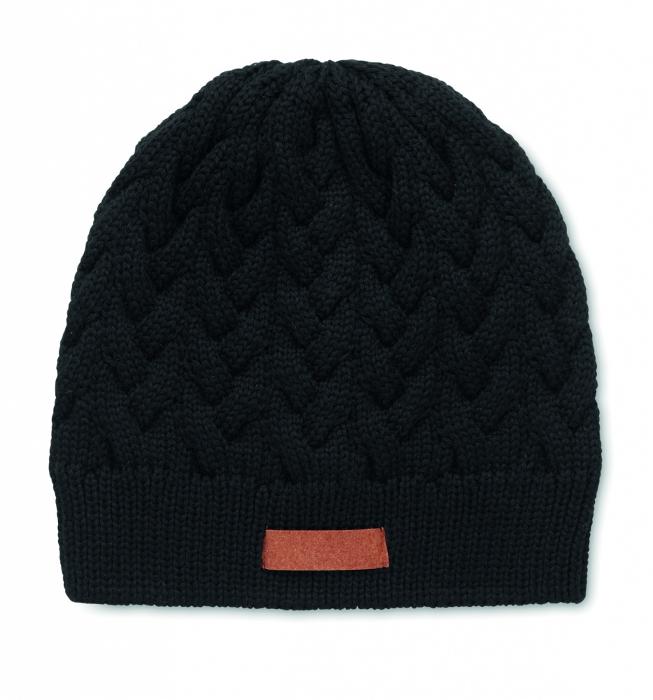 Logo trade business gift photo of: Cable knit beanie in RPET
