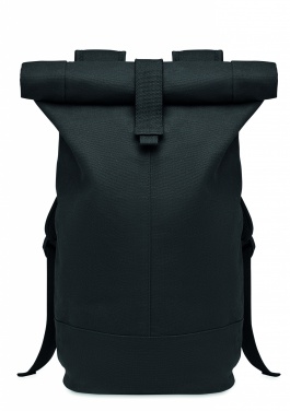 Logo trade corporate gifts image of: Rolltop washed canvas backpack