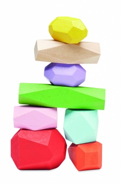 Logo trade promotional products picture of: 8 stacking wood rocks in pouch