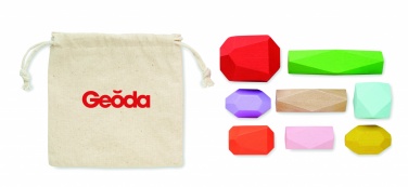 Logo trade promotional giveaways picture of: 8 stacking wood rocks in pouch