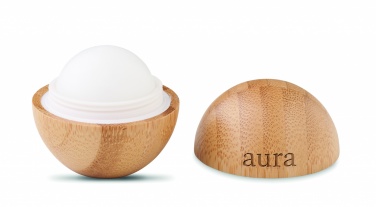 Logo trade promotional item photo of: Lip balm in round bamboo case