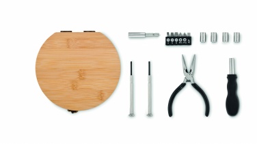 Logo trade corporate gifts image of: 15 piece tool set bamboo case
