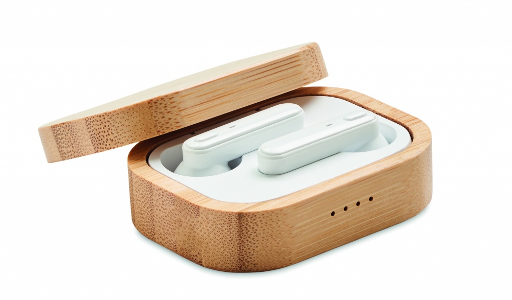 Logotrade corporate gifts photo of: TWS earbuds in bamboo case