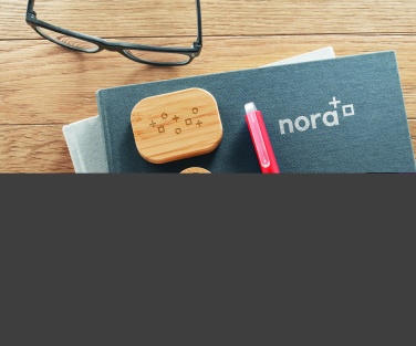 Logo trade promotional items image of: TWS earbuds in bamboo case