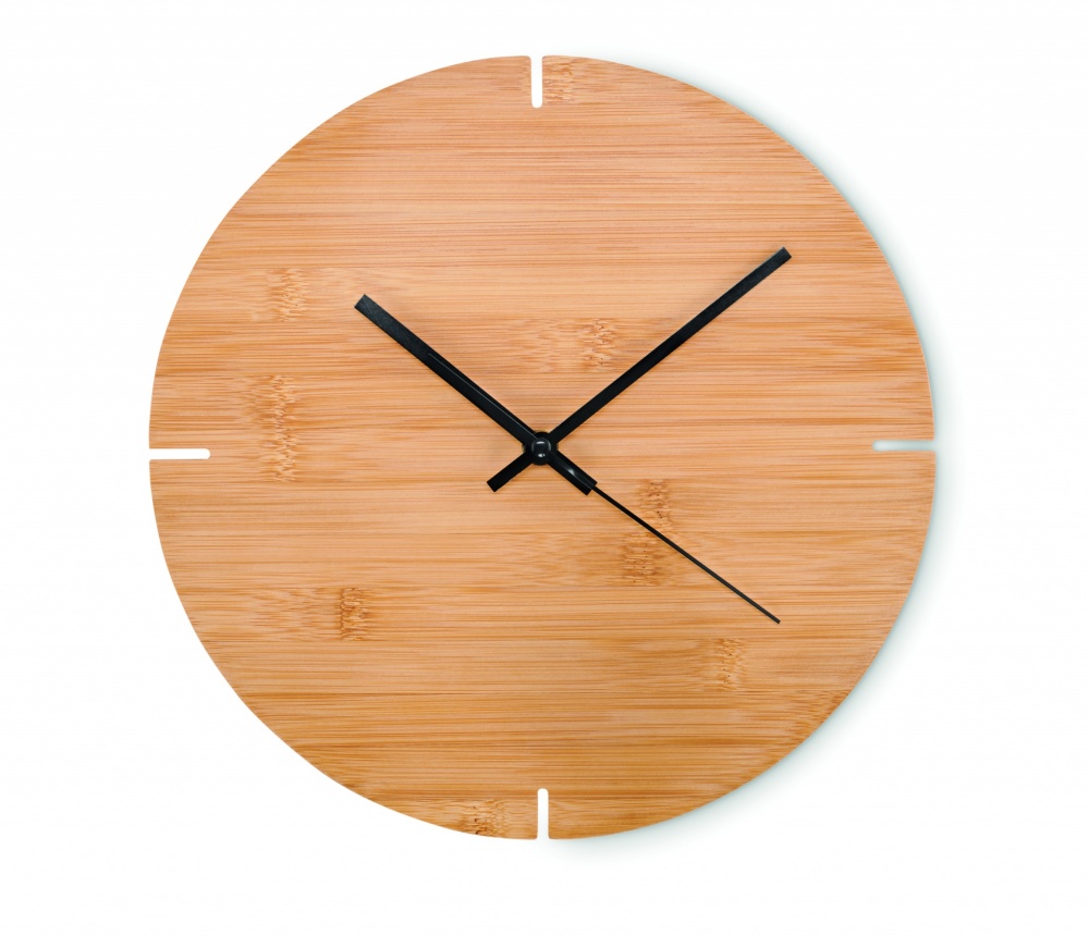 Logo trade corporate gifts image of: Round shape bamboo wall clock