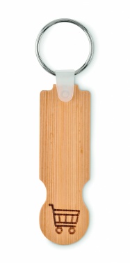 Logo trade corporate gifts picture of: Bamboo euro token key ring Rauma