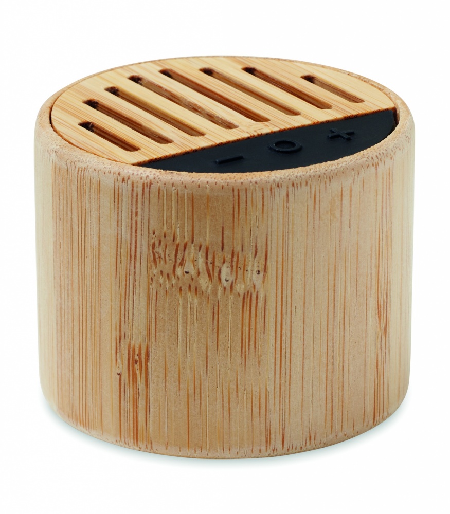 Logotrade advertising products photo of: Round bamboo wireless speaker