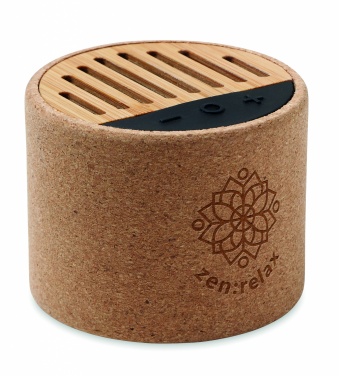Logo trade promotional item photo of: Round cork wireless speaker