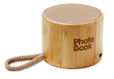 Logotrade promotional product picture of: Round bamboo wireless speaker