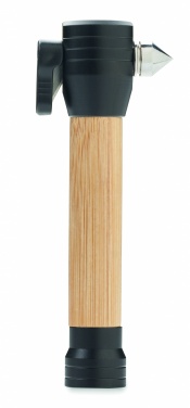 Logo trade promotional products image of: 3-in-1 bamboo flashlight with an emergency hammer and seatbelt cutter