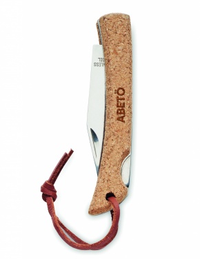 Logo trade promotional gifts image of: Foldable knife with cork