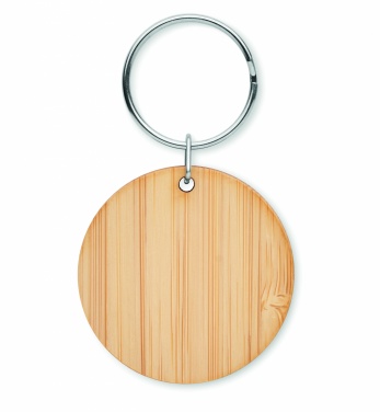 Logotrade promotional gift image of: Round bamboo key ring Pieksämäki