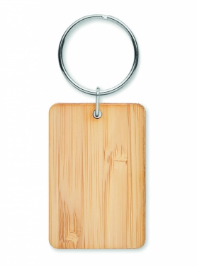 Logo trade promotional giveaways image of: Rectangular bamboo key ring Riihimäki
