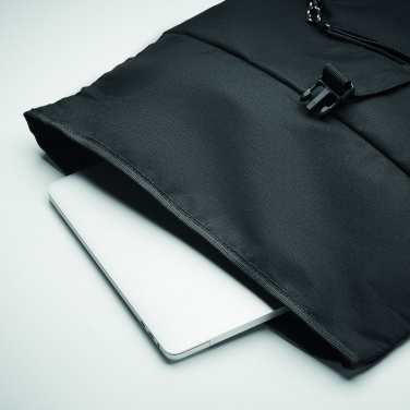 Logo trade corporate gifts image of: 600D RPET rolltop backpack