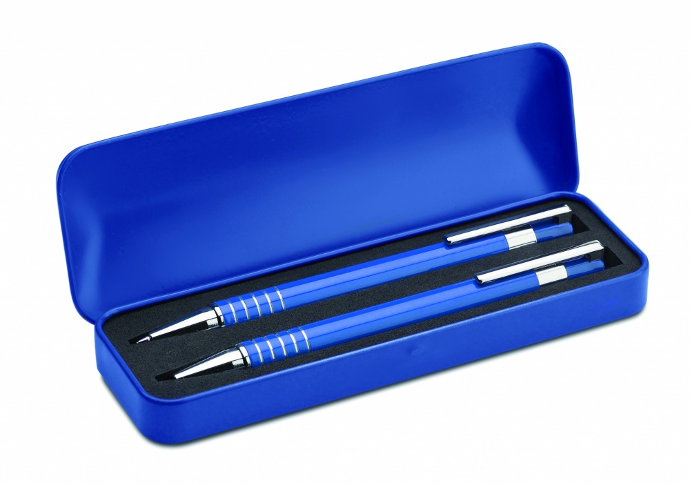 Logo trade promotional merchandise image of: Ball pen set in metal box