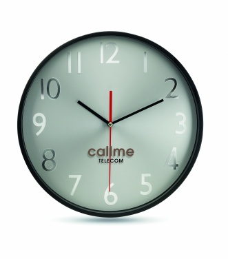 Logo trade corporate gifts image of: Wall clock w silver background