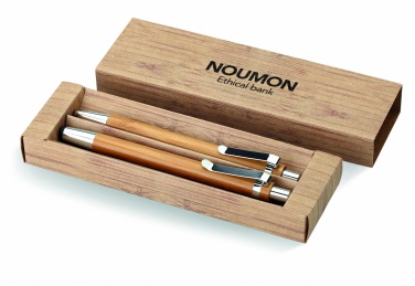 Logo trade promotional giveaway photo of: Bamboo pen and pencil set