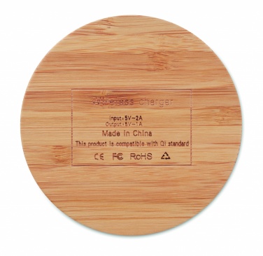 Logo trade promotional products image of: Wireless charger bamboo 5W