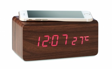 Logo trade corporate gifts picture of: LED clock/5W wireless charger