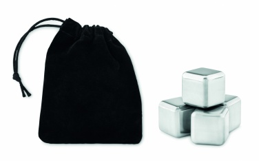 Logo trade promotional items image of: Set of 4 SS ice cubes in pouch