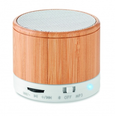 Logotrade corporate gift picture of: Round Bamboo wireless speaker