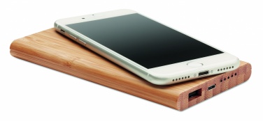 Logo trade promotional gifts image of: Wireless power bank in bamboo 6000mAh ARENA