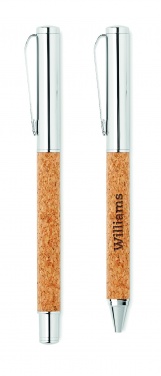 Logo trade promotional merchandise image of: Metal Ball pen set in cork box