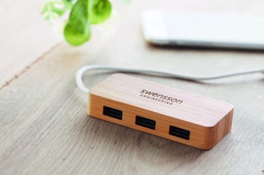 Logotrade promotional gift image of: Bamboo USB 3 ports hub