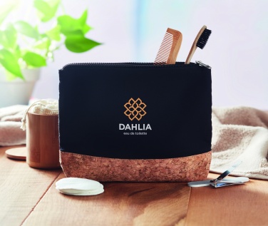 Logo trade promotional merchandise picture of: Cork & cotton cosmetic bag