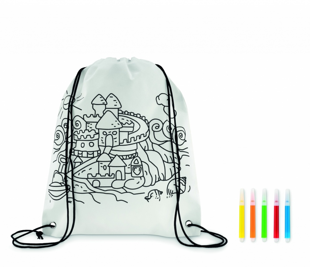 Logo trade corporate gifts image of: Non woven kids bag with pens