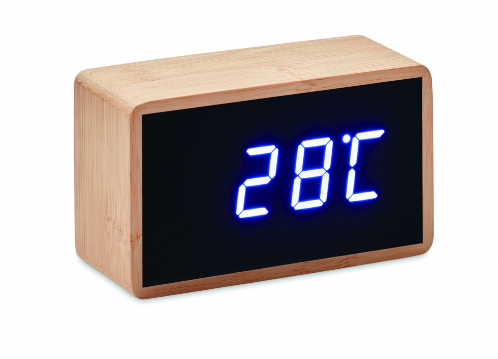 Logotrade promotional gift image of: LED alarm clock bamboo casing Düsseldorf