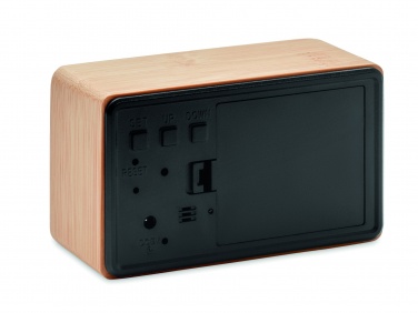Logo trade promotional merchandise photo of: LED alarm clock bamboo casing Düsseldorf