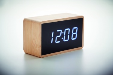 Logotrade corporate gift picture of: LED alarm clock bamboo casing Düsseldorf