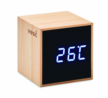 Logotrade business gifts photo of: LED alarm clock bamboo casing Dortmund