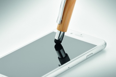 Logo trade promotional product photo of: Bamboo ballpoint pen with blue ink