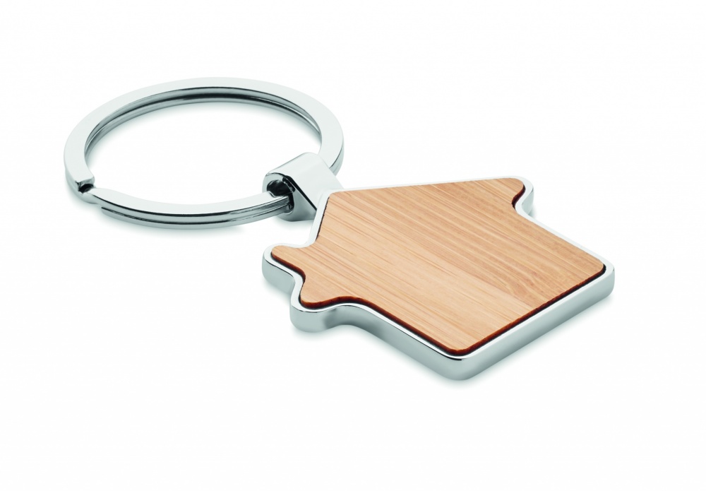 Logotrade promotional merchandise photo of: House key ring metal bamboo NORDIC