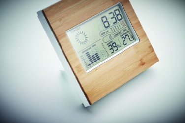 Logo trade advertising product photo of: Weather station bamboo front TURKU