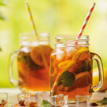 Logo trade corporate gifts picture of: Drinking glass with handle and lid TREVISO 450 ml