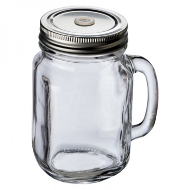 Logo trade promotional giveaway photo of: Drinking glass with handle and lid TREVISO 450 ml