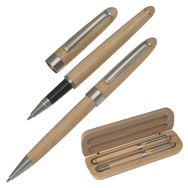 Logotrade promotional giveaways photo of: Wooden writing set ballpen and roller INDIANAPOLIS