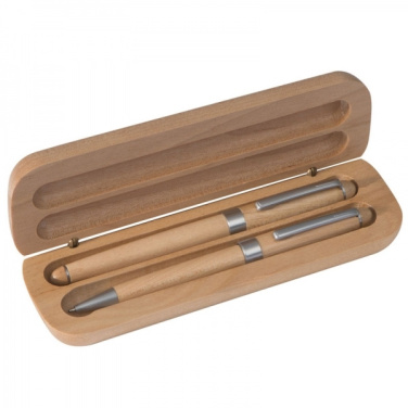 Logotrade corporate gift image of: Wooden writing set ballpen and roller INDIANAPOLIS