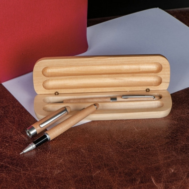Logotrade promotional gift picture of: Wooden writing set ballpen and roller INDIANAPOLIS