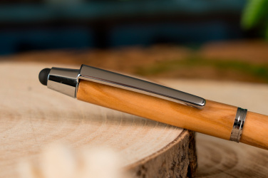 Logo trade promotional giveaways picture of: Wooden ballpen with touch function ERFURT