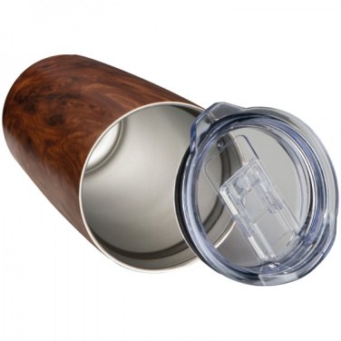 Logo trade promotional merchandise photo of: Stainless steel mug with wooden look COSTA RICA 550 ml